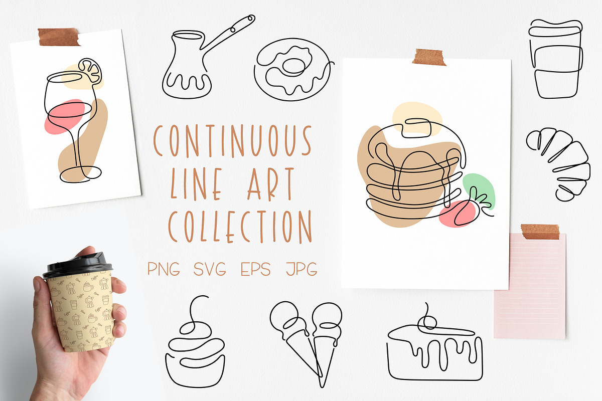 Continuous Line Art Collection, a Food Illustration by IllarArt (Photo 1 of 9)