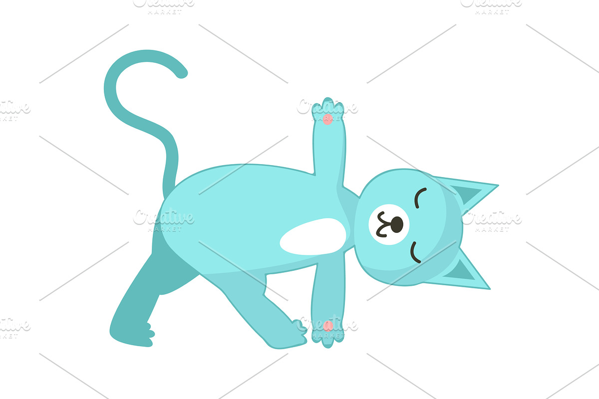 Yoga cat bending vector cute animal, an Animal Illustration by SiberianArt