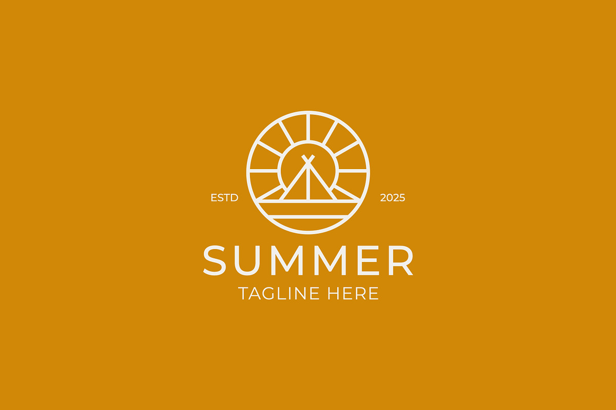 Logo Badge Summer Camp Tent Sunrise, a Branding & Logo Template by Signatoro (Photo 3 of 3)
