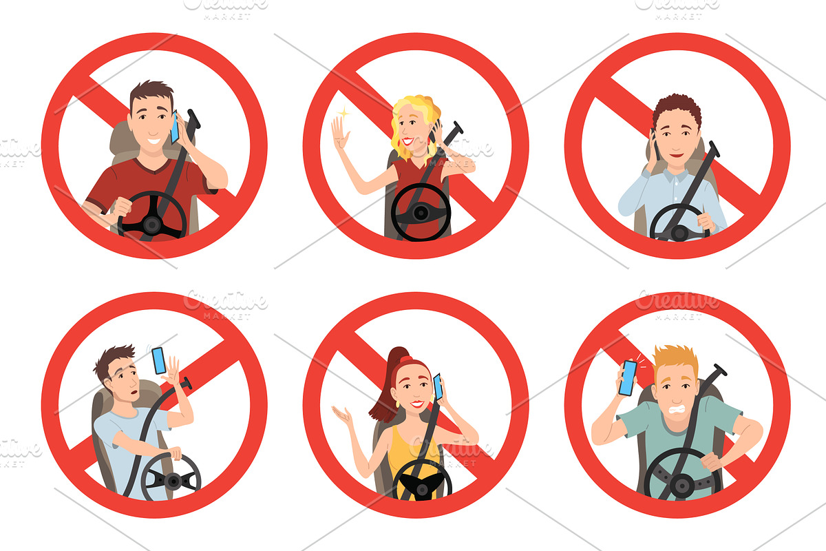 Phone while driving. Safety, a Transportation Illustration by Things for designers