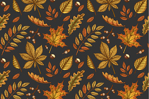 Pumpkins And Leaves Set