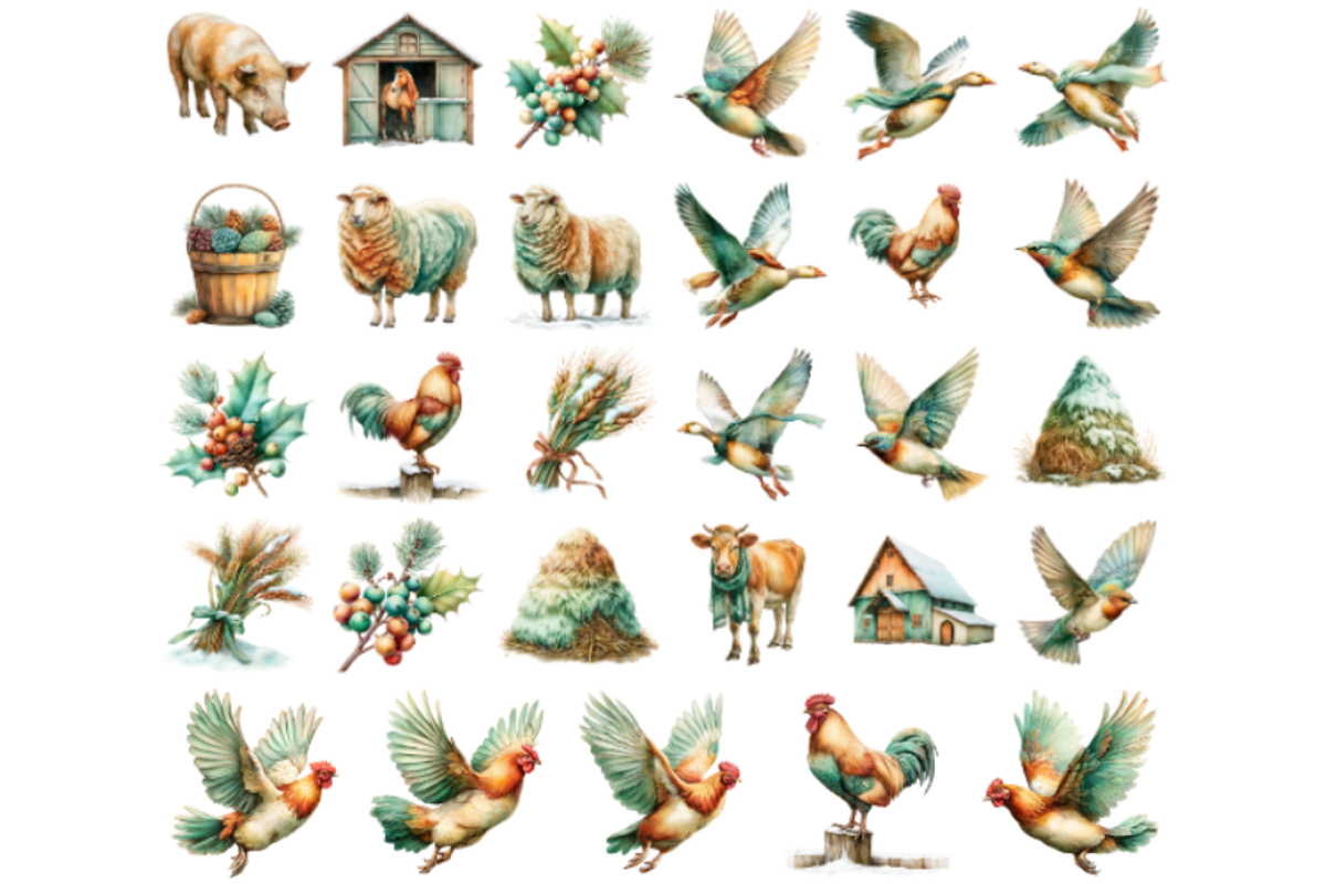 Winter Farm Clipart, an Illustration by Markicha Art (Photo 4 of 4)