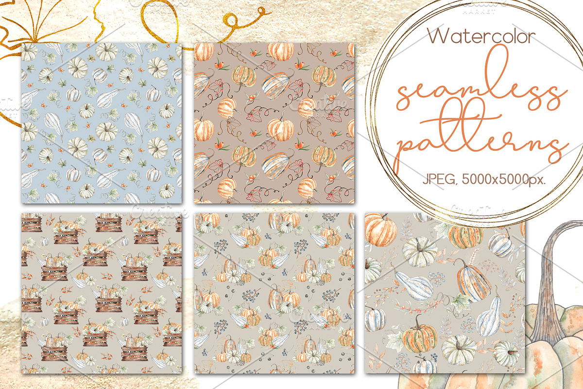Pumpkins. Watercolor collection, an Object Graphic by Ana-Sakuta (Photo 12 of 17)