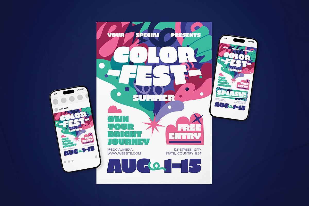 Color Festival Event Flyer Set, a Flyer Template by The Good Store (Photo 1 of 2)