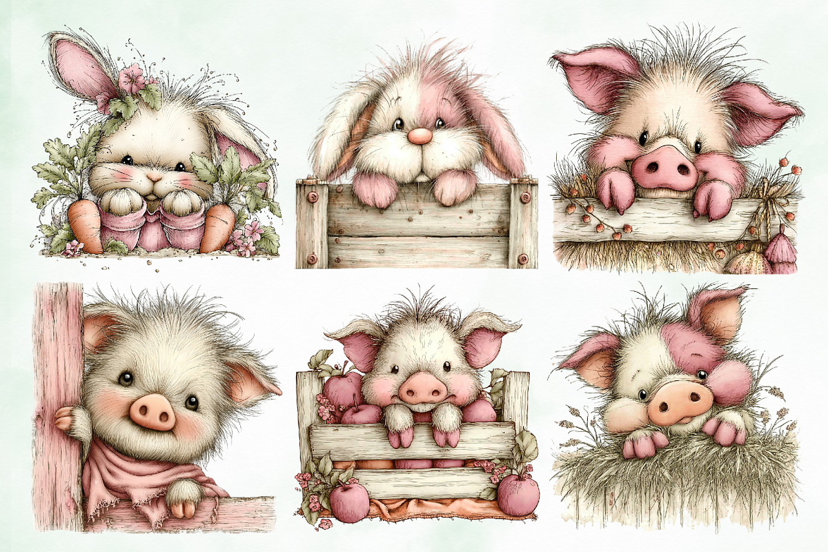 Whimsical Peeking Farm Animals, an Animal Illustration by Creative Art (Photo 4 of 8)