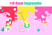 cocktail summer illustration, vector, a Seasonal Illustration by Delphine Meier (Thumbnail 2 of 2)
