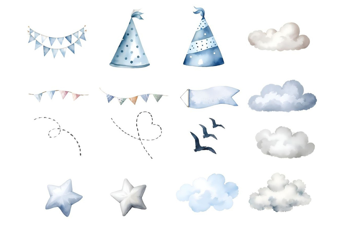 Air Transport Watercolor Clipart PNG, a Decorative Illustration by Coral Beauty (Photo 11 of 12)
