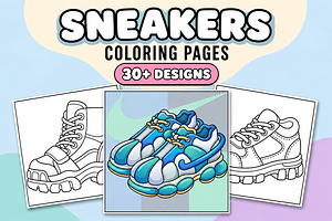 Sneakers Coloring Pages #1, a Sport Illustration by Inkivelle Studio