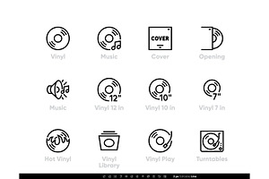 Vinyl Music icons. Different Plate