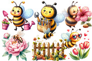 Pink Summer Bees Garden Clipart, an Illustration by Designworld (Thumbnail 2 of 6)