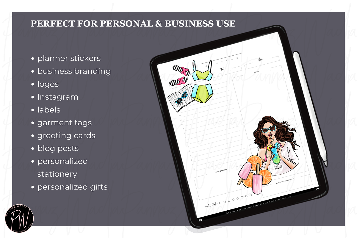 Pool party fashion clipart png, an Illustration by Parinaz Wadia Design (Photo 9 of 9)