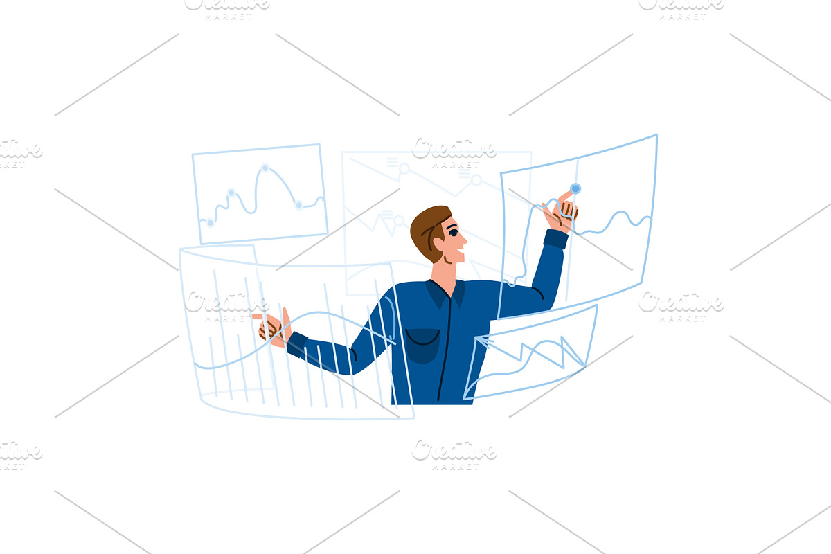 Businessman analyzing data on, a Finance Illustration by pikepicture