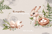 Easter Bunnies. Watercolor forest, an Animal Illustration by Alamella (Thumbnail 2 of 12)
