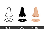 Nose and Lips Vector Icon Set, an Object Graphic by Artonix (Thumbnail 1 of 3)