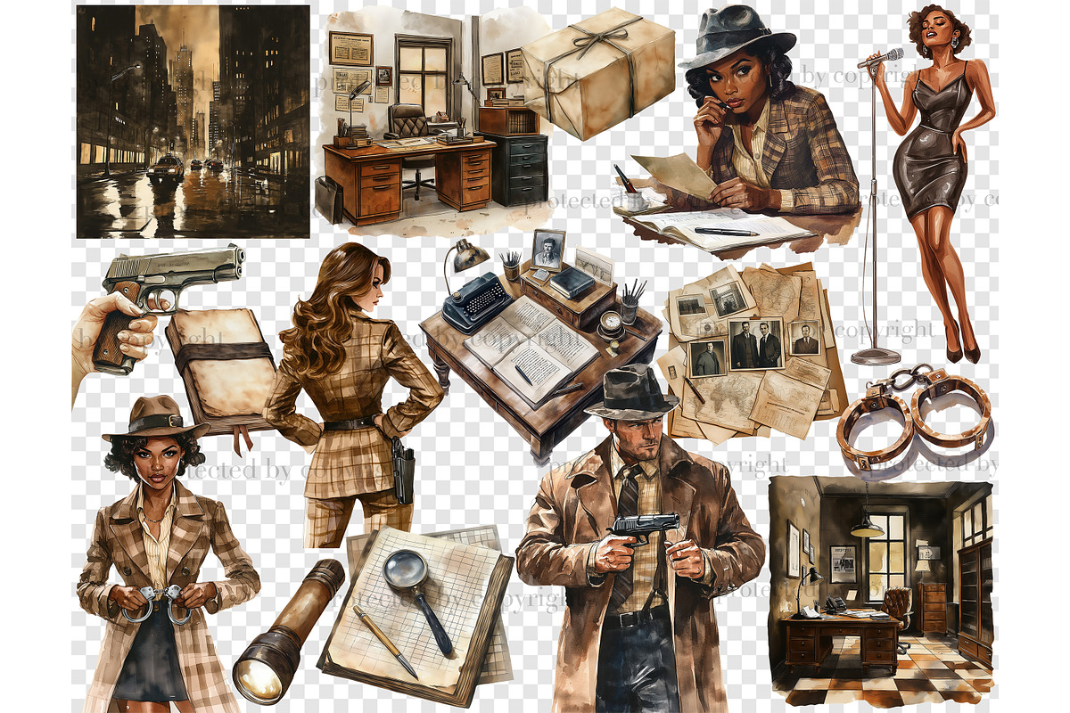 Detective Clipart | True Crime PNG, a Person Illustration by GlamArtZhanna (Photo 6 of 6)