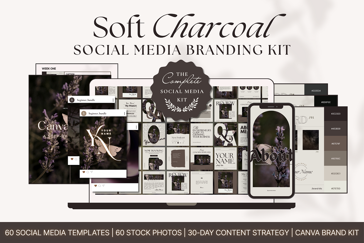 Soft Charcoal Social Media Brand Kit