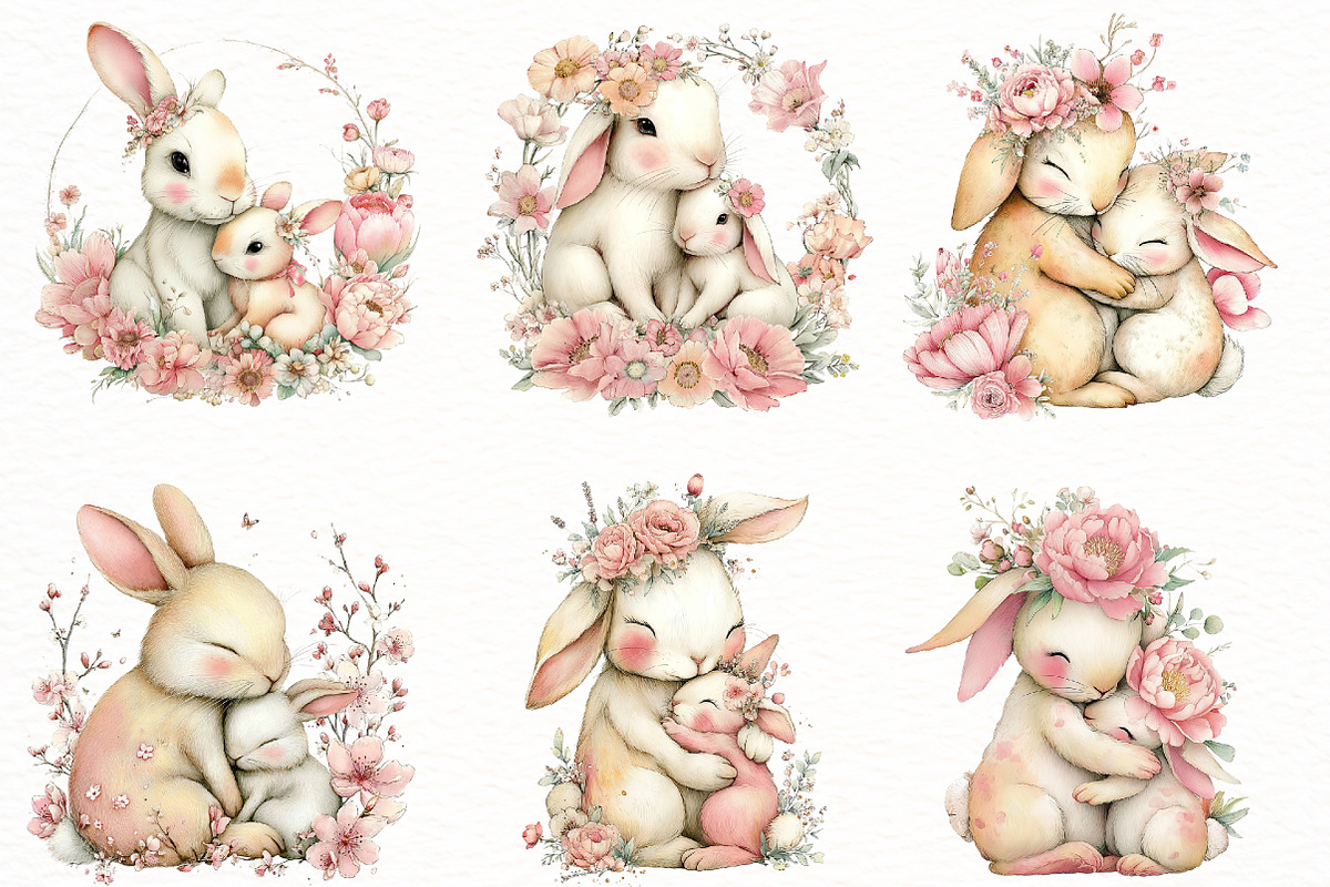 Whimsical Mother's Day Bunny Clipart, an Illustration by Designworld (Photo 2 of 8)