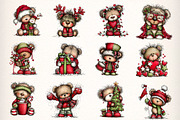 Christmas Teddy Bear Clipart, an Illustration by Dream Creation (Thumbnail 3 of 7)