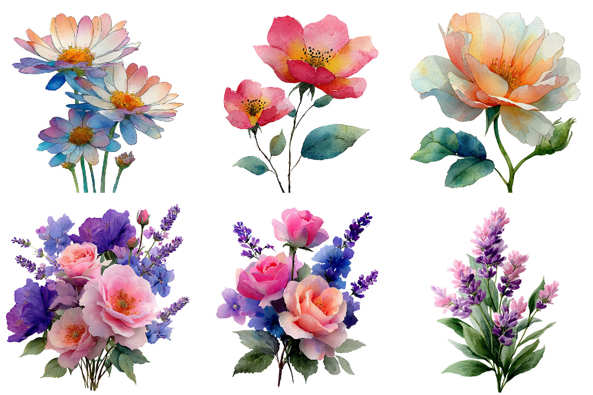 Whimsical Spring Flowers Clipart, an Illustration by DreamArtGraphic (Photo 4 of 4)
