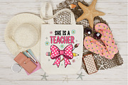 She is a Teacher Bow Crayon PNG, an Illustration by Designking (Thumbnail 4 of 4)