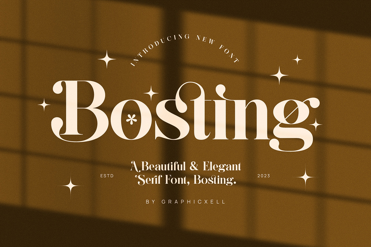 Bosting Elegant Ligature Serif Font, a Serif Font by Graphicxell (Photo 1 of 10)