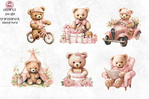 Pink Little Bear Watercolor Set