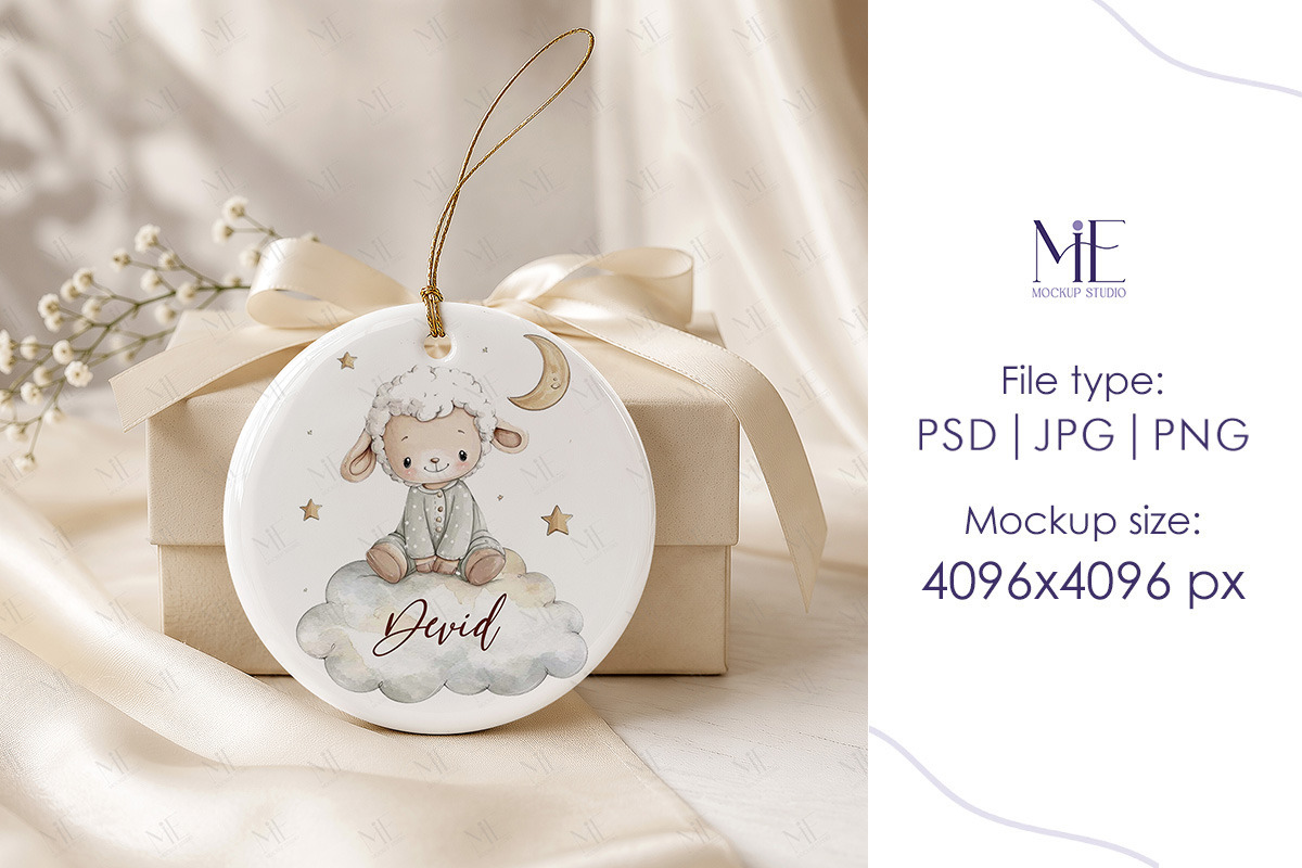 Round Ceramic Ornament Mockup, a Merchandise Mockup by Mie Mockup Studio (Photo 5 of 7)