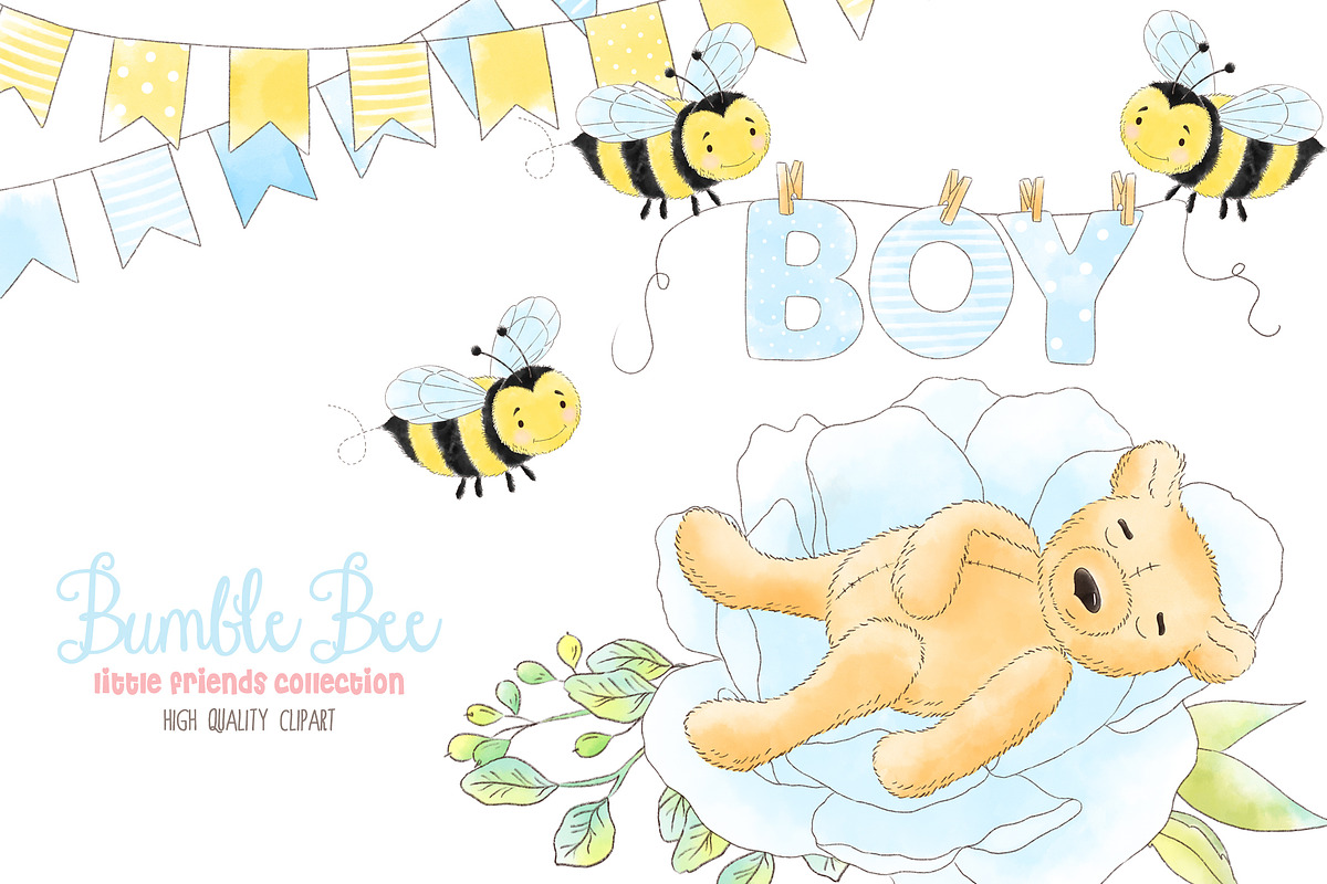 Cute Bear Bee Boy Honey clipart, an Animal Illustration by Magic Story Studio (Photo 2 of 4)