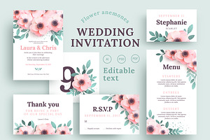 Anemones Wedding Invitation set