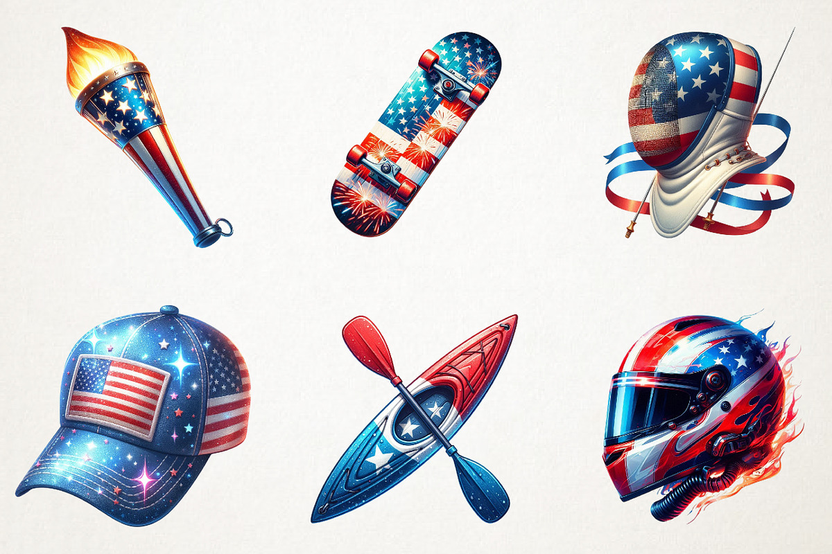Patriotic Sports Elements Clipart, an Illustration by RobertsArt (Photo 6 of 7)