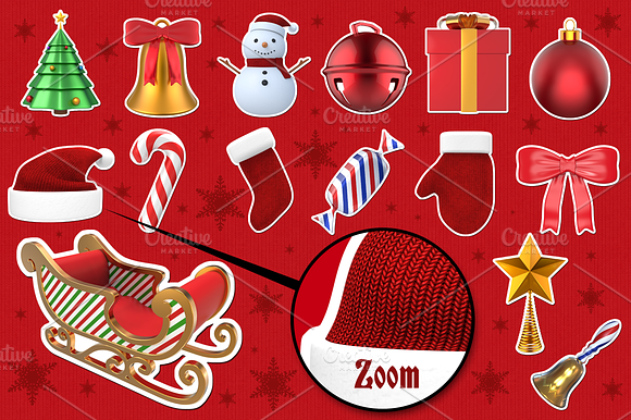 Christmas Stickers 3D