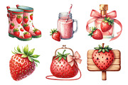 Cute Cottagecore Strawberry Clipart, an Illustration by Daily.Designs (Thumbnail 5 of 5)