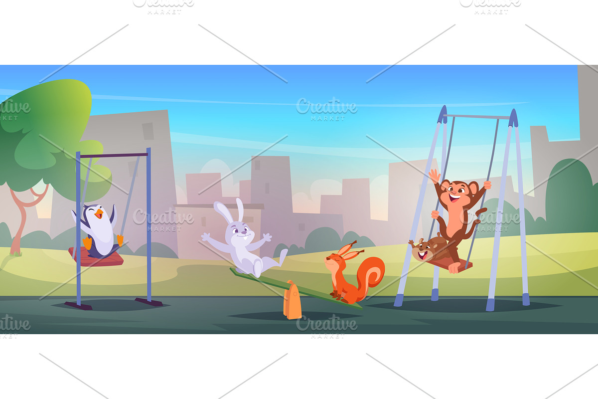 Animals playground. Outdoor, an Animal Illustration by Onyx