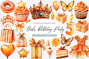 Watercolor Girls Birthday Party PNG, an Illustration by SinaCreation (Thumbnail 1 of 5)