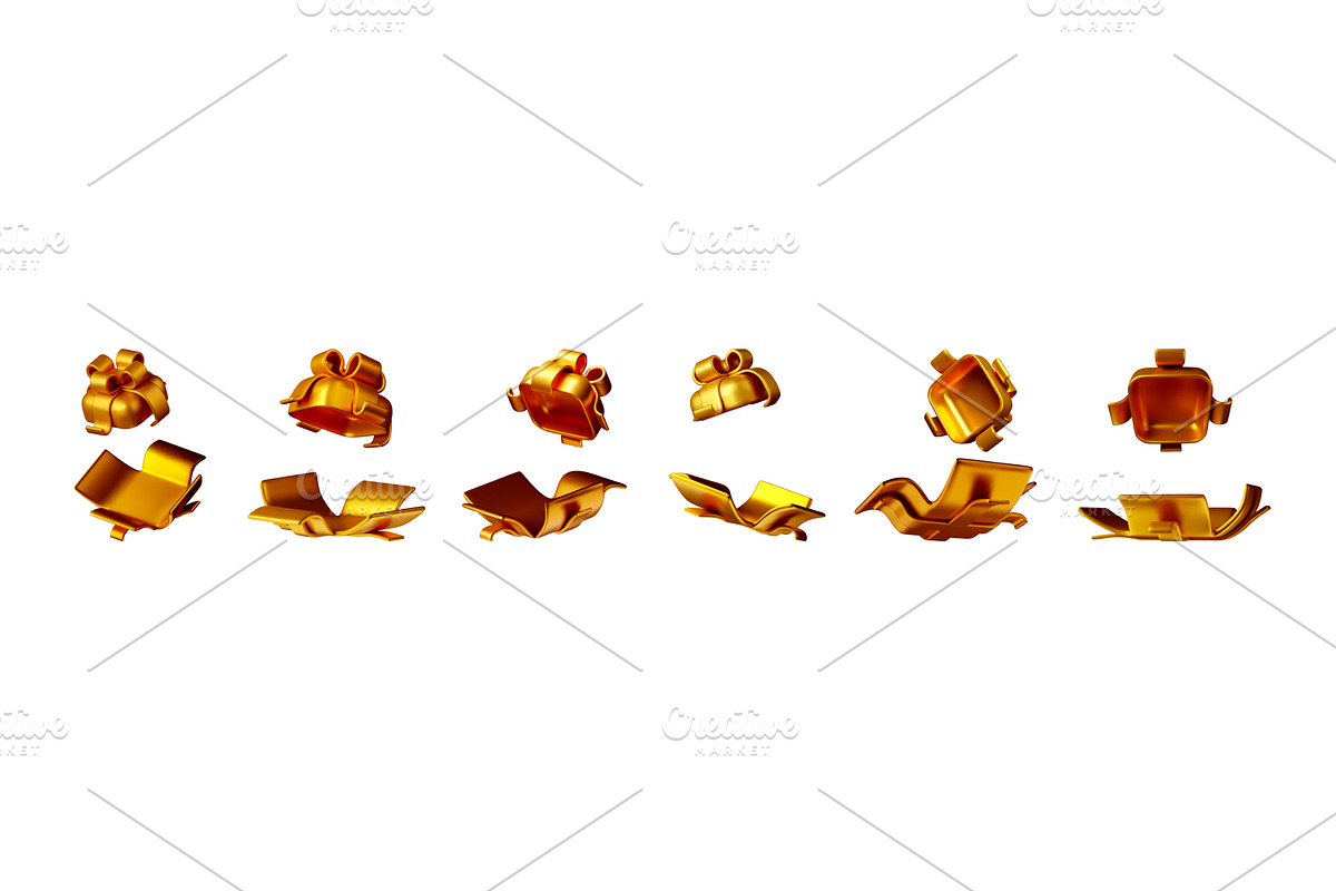 3D Golden gift box with a bow and, an Object Illustration by Abscent