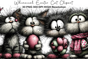 Whimsical Easter Cat Clipart, an Illustration by Black Bird Studio (Thumbnail 1 of 5)