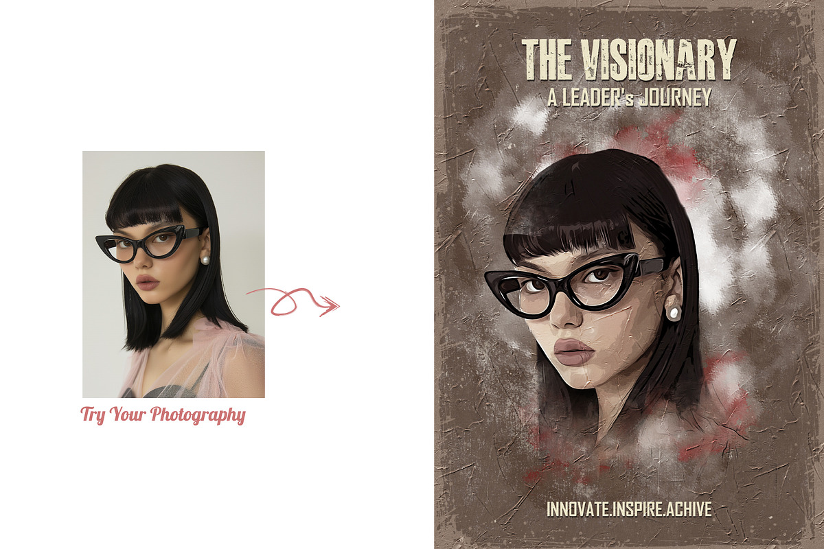 Portrait Art Photo Effect Template, an Action Add-On by Photoshop Action (Photo 4 of 18)