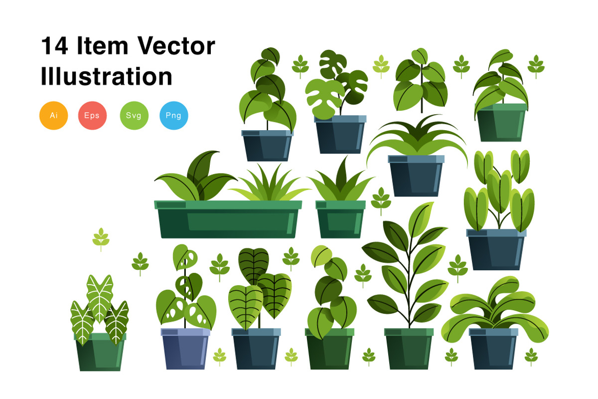 Houseplant Elements Vector Illustrat, a Decorative Illustration by KAZ by IanMikraz Studio (Photo 3 of 3)