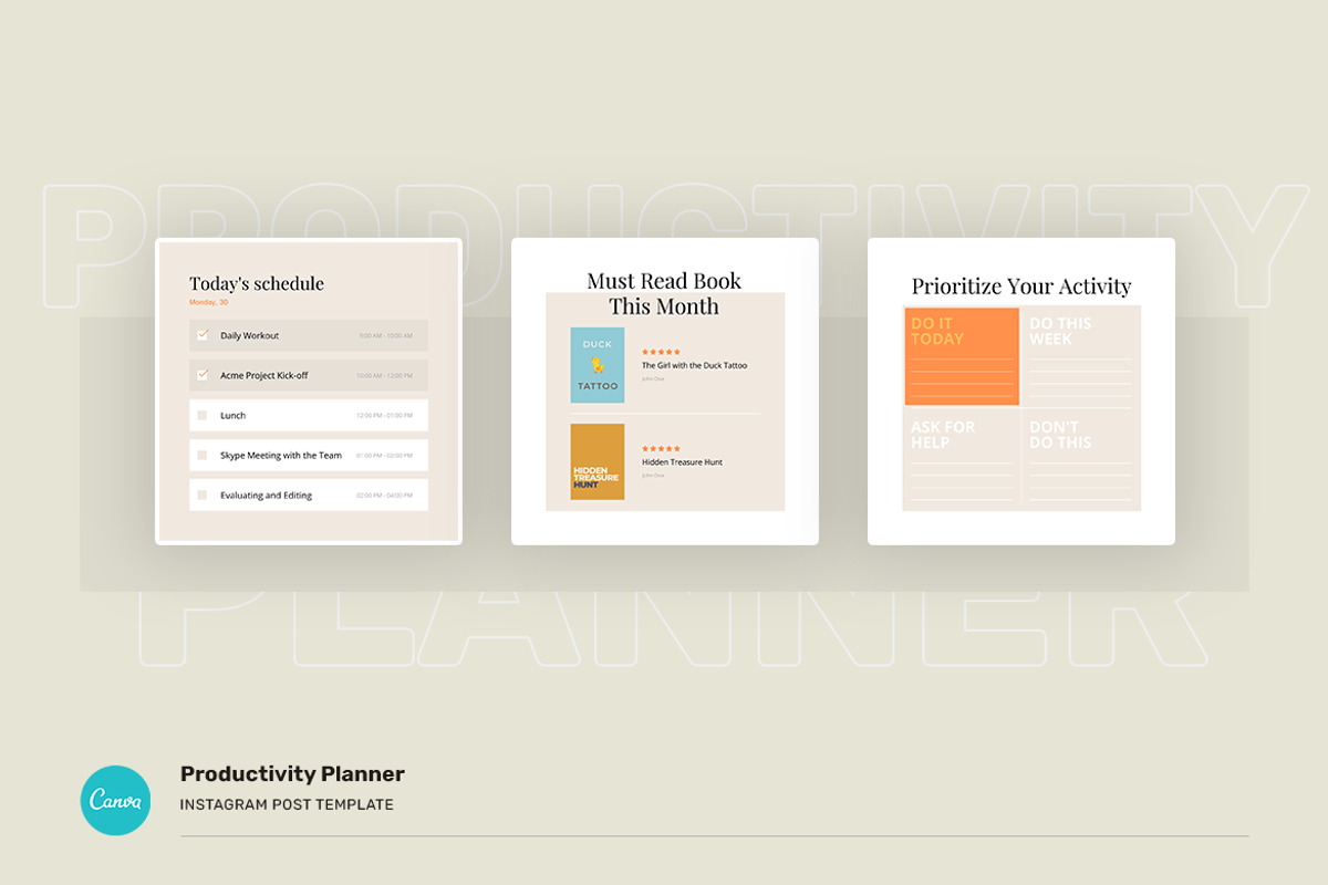 Productivity Planner Instagram Canva, a Social Media Template by peterdraw (Photo 2 of 14)
