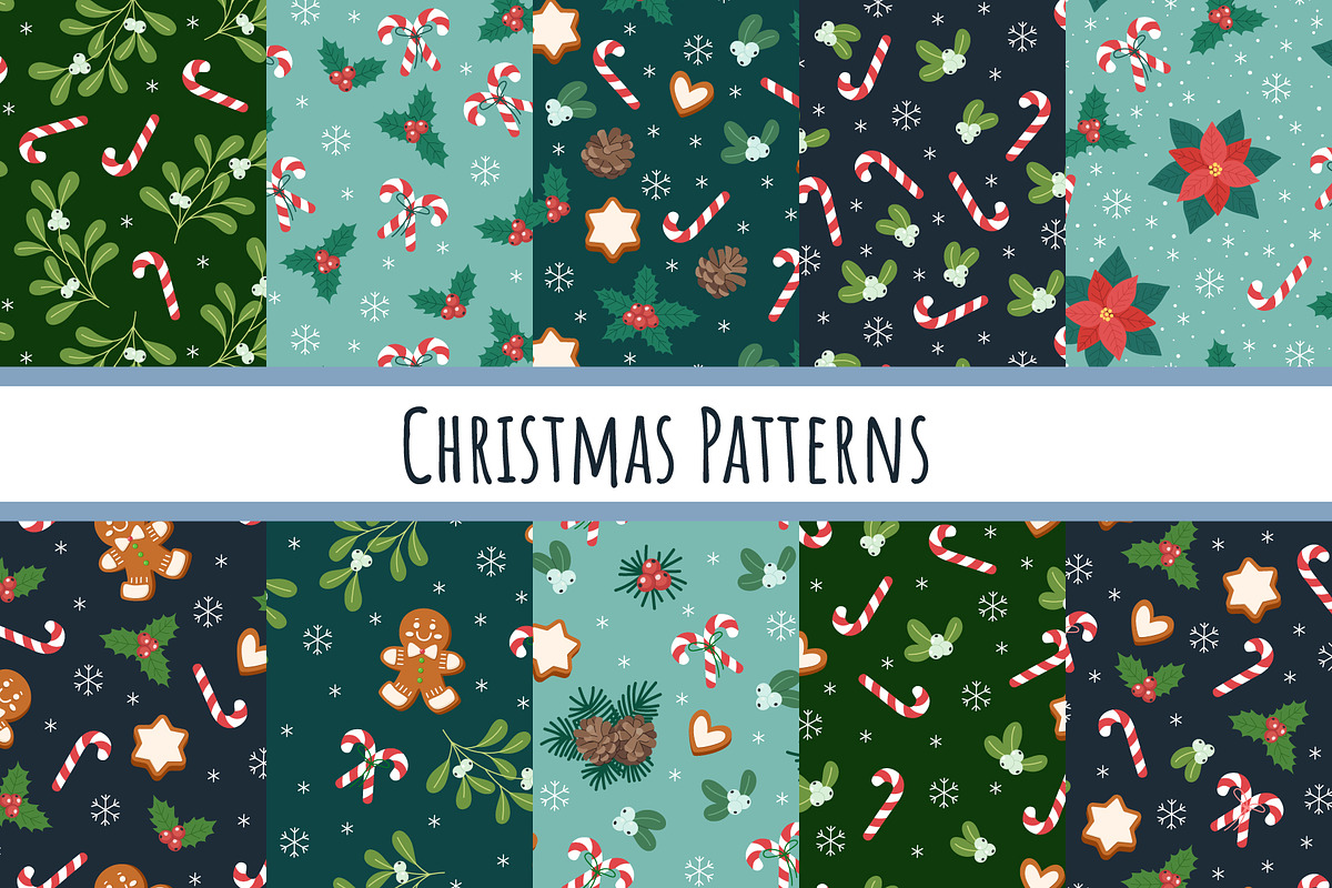 Christmas Seamless Pattern Set, a Background Graphic by Barsuk's Shop (Photo 1 of 12)