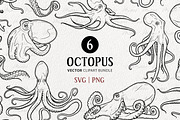 Octopus Vector Line Art Set, an Illustration by MadliArt (Thumbnail 1 of 4)