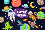 Watercolor Space Clipart, an Illustration by PaperSphinx (Thumbnail 1 of 3)