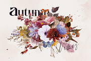 Watercolor Autumn Flowers & Leaves, a Decorative Illustration by Damian Roh (Thumbnail 1 of 16)