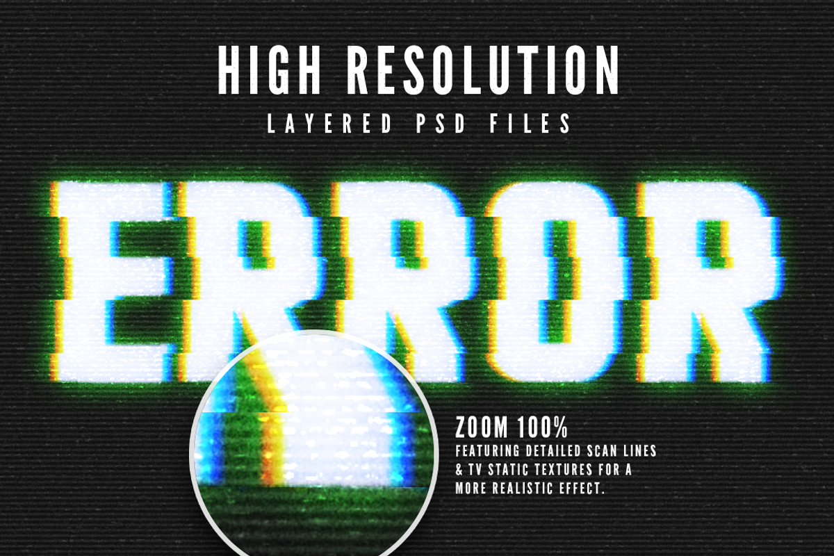 Glitch text effects for Photoshop, a Layer Style Add-On by MiksKS (Photo 2 of 12)