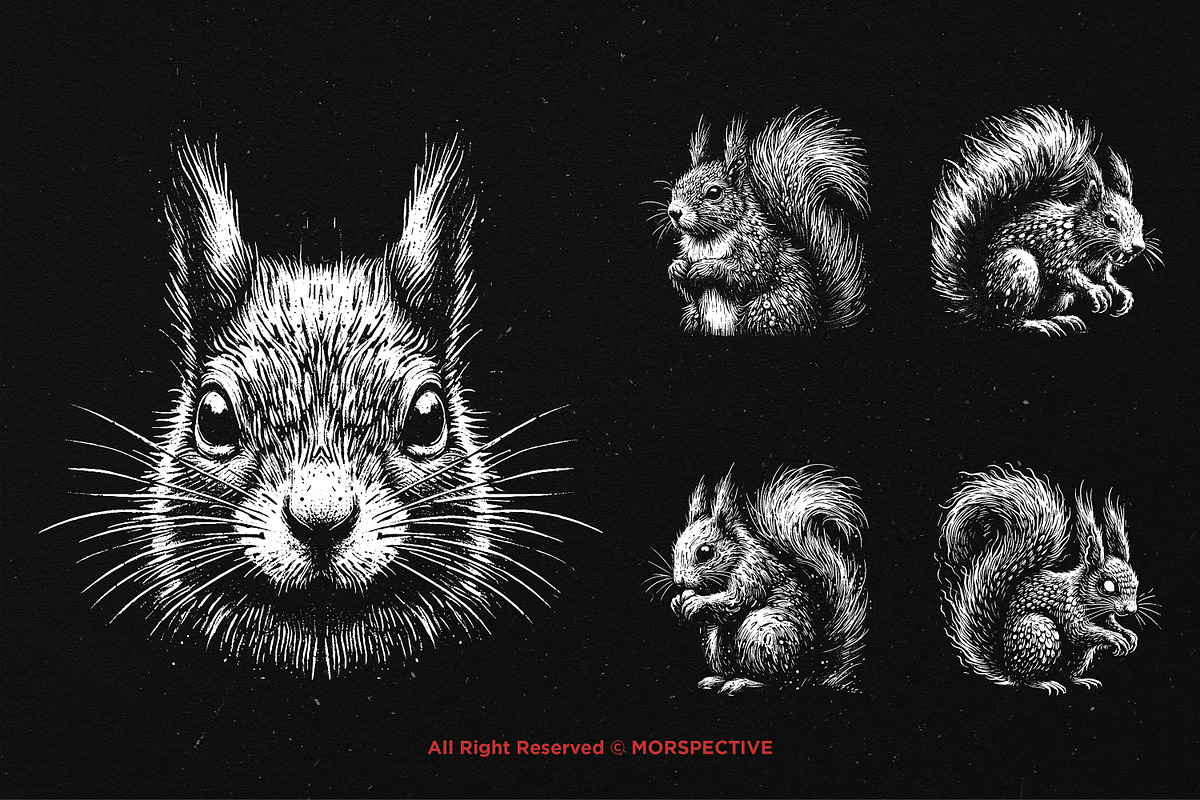 10 Bundle Dark Art Squirrel Animal, an Illustration by Morspective (Photo 3 of 7)