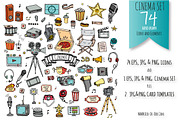 74 Cinema hand drawn color elements, an Outline Icon by Natasha-Pankina.com (Thumbnail 1 of 2)