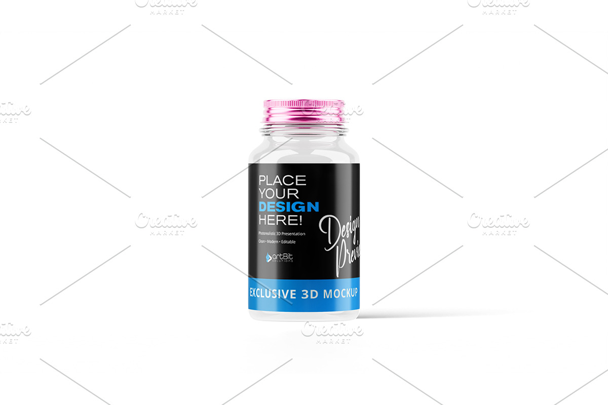 Plastic Jar with Screw Cap Mockup, a Packaging Mockup by artBit Design Studio (Photo 2 of 10)