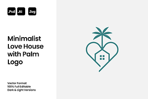 Minimalist Love House with Palm Logo, a Branding & Logo Template by Luxury Logos