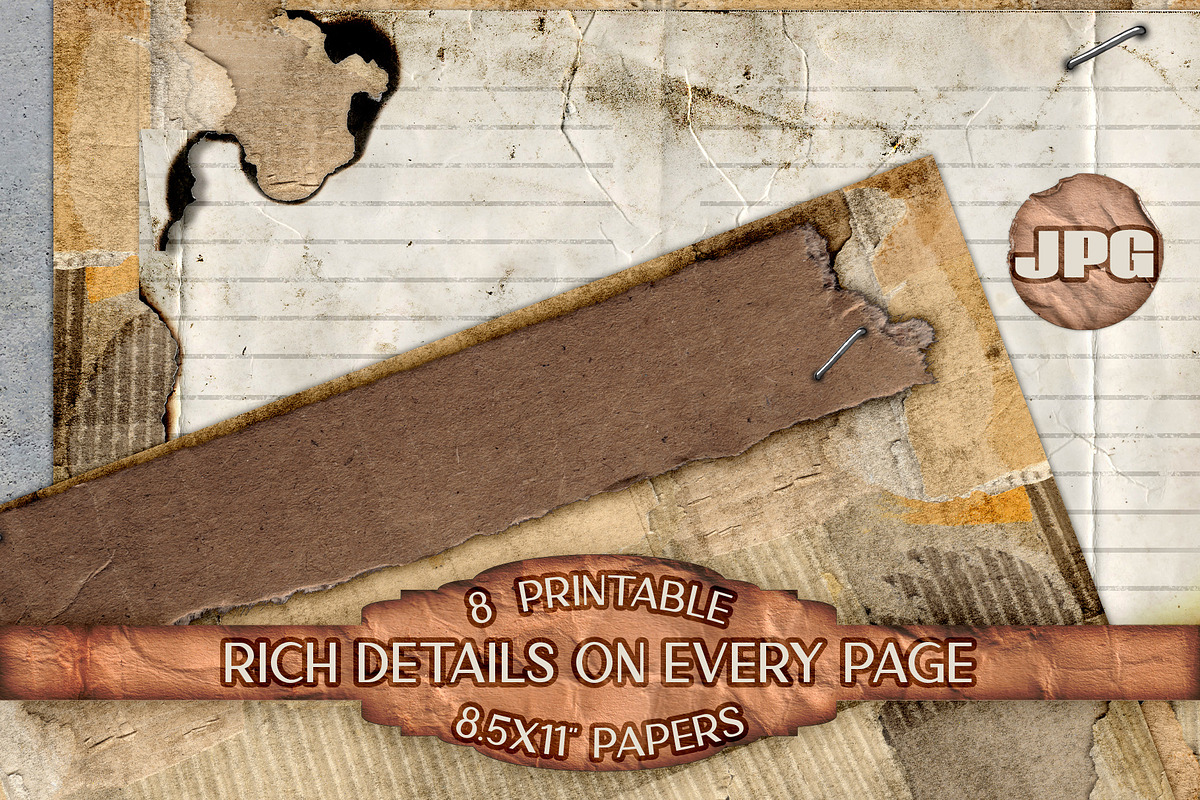 Vintage Grunge Junk Journal Papers, a Texture Illustration by AlexandHer Digital Art (Photo 3 of 7)