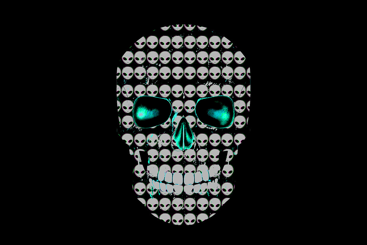 Alien Skull t-shirt design, an Illustration by Dream Imagine Create